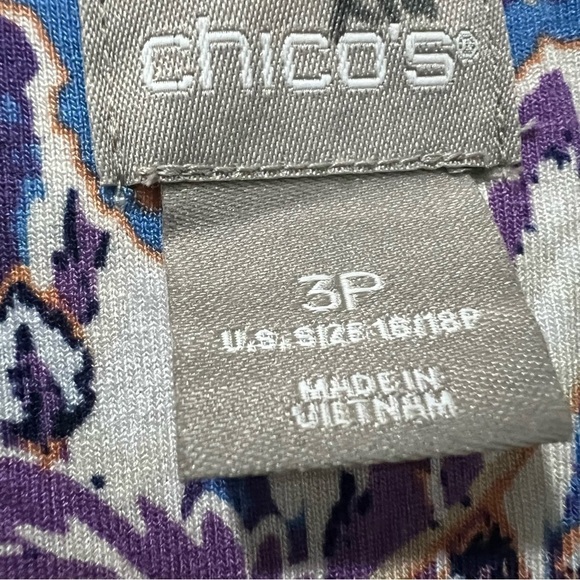 Chico’s XLP Purple Blue Paisley Floral Maxi Cap Sleeve Dress 3P P2 - Picture 5 of 6